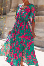 Load image into Gallery viewer, Green and Pink Floral Maxi Dress
