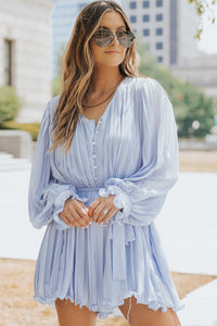 Blue Pleated Romper