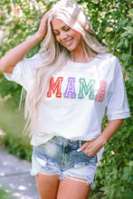 Load image into Gallery viewer, White MAMA Chenille Patched Crew Neck T Shirt
