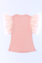 Load image into Gallery viewer, Pink Dot Mesh Ruffle Knit Top
