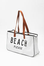 Load image into Gallery viewer, White BEACH PLEASE Print Large Canvas Tote Bag
