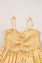 Load image into Gallery viewer, Yellow Frilly Smocked High Waist Floral Maxi Dress
