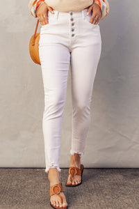 White Button down Denim Jeans