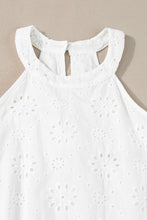 Load image into Gallery viewer, White Boho Eyelet Pattern Halter Neck Sleeveless Dress
