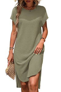 Green Waffle T-shirt Dress