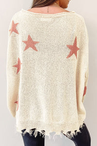 Raw Hem Star Sweater