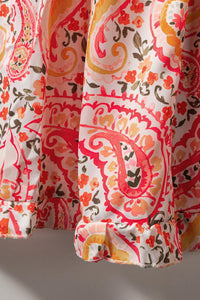 Orange Paisley Print  Maxi Dress