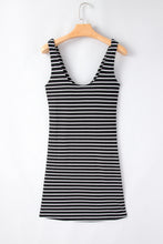 Load image into Gallery viewer, Black Stripe Ribbed Knit Sleeveless Mini Dress
