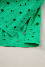 Load image into Gallery viewer, Green Flower Embroidered Hollow-out Puff Sleeve Blouse
