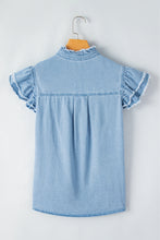 Load image into Gallery viewer, Ruffled Frayed Denim Top
