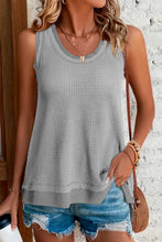 Load image into Gallery viewer, Philippine Gray Scoop Neck Waffle Knit Flowy Vest

