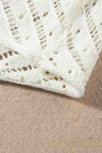 White Hollowed Crochet Cropped 2 Piece Beach Dress