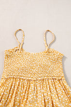 Load image into Gallery viewer, Yellow Frilly Smocked High Waist Floral Maxi Dress
