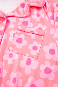 Pink Flower Print Pajamas Set