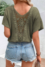 Load image into Gallery viewer, Moss Green Guipure Lace Patch Textured T-shirt
