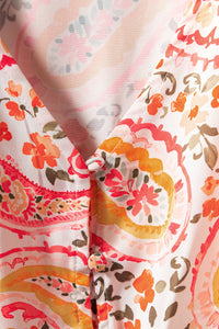 Orange Paisley Print  Maxi Dress