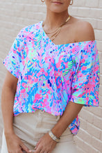 Load image into Gallery viewer, Sky Blue Loose Painted Floral Tee
