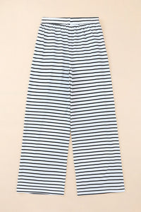 White Striped Wide Leg Pants