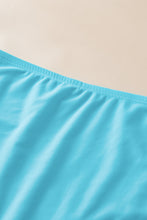 Load image into Gallery viewer, Turquoise Striped Mesh Knotted Hem Tankini Swimsuit
