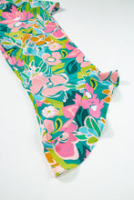 Load image into Gallery viewer, Green Mix Tropical Print Strapless Ruffled Jumpsuit
