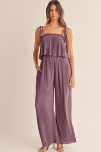 Pleated Wide Leg Jumpsuit