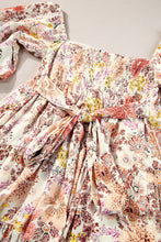 Load image into Gallery viewer, Khaki Floral Short Sleeve Square Neck Mini Dress
