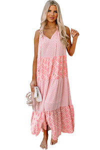 Pink Print Maxi Dress