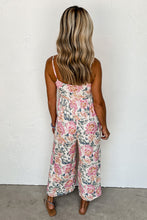 Load image into Gallery viewer, White Floral Spaghetti Straps Wide Leg Jumpsuit
