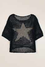 Load image into Gallery viewer, Black Star Graphic Crochet Knitted Summer Sweater Top
