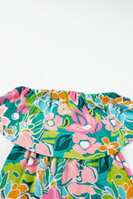 Load image into Gallery viewer, Green Mix Tropical Print Strapless Ruffled Jumpsuit

