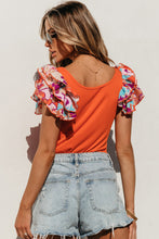 Load image into Gallery viewer, Orange Ribbed Knit Tiered Ruffled Sleeve Bodysuit
