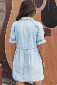 Mineral Wash Ruffled Denim Dress