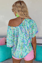 Load image into Gallery viewer, Green Loose Painted Floral Tee
