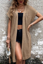 Load image into Gallery viewer, Camel Batwing Sleeve Pointelle Knit Open Front Cardigan

