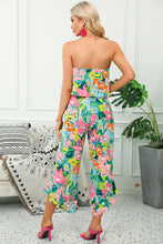Load image into Gallery viewer, Green Mix Tropical Print Strapless Ruffled Jumpsuit
