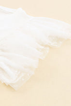 Load image into Gallery viewer, White Dotty Mesh Ruffle Sleeve Ribbed Knit Top
