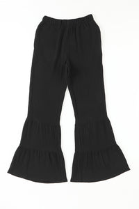 Black Ruffled Bell Bottom Pants