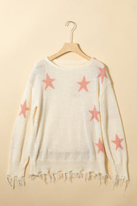 Raw Hem Star Sweater