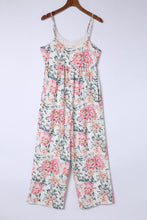 Load image into Gallery viewer, White Floral Spaghetti Straps Wide Leg Jumpsuit

