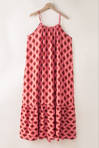 Red Geometric Print Maxi Dress