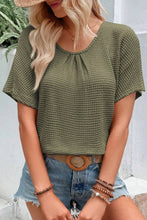 Load image into Gallery viewer, Moss Green Guipure Lace Patch Textured T-shirt
