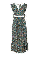 Load image into Gallery viewer, Green Floral Crop Top and Maxi Skirt Set
