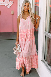 Pink Print Maxi Dress