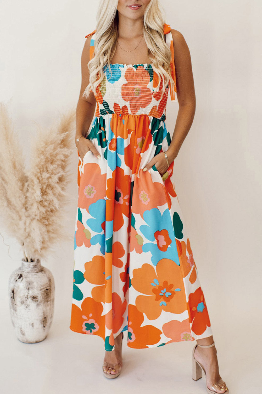 Orange Floral Maxi Dress