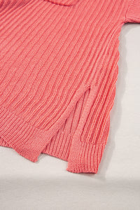 Salmon Loose Knit Tee with Slits