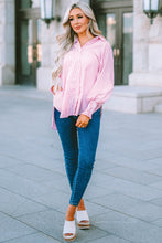 Load image into Gallery viewer, Pink Boyfriend Shirt with Pockets and Ruched Cuffs
