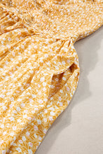 Load image into Gallery viewer, Yellow Frilly Smocked High Waist Floral Maxi Dress
