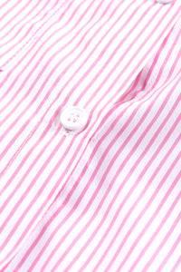 Pink Boyfriend Shirt with Pockets and Ruched Cuffs