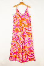 Load image into Gallery viewer, Pink Boho Abstract Print V Neck Wide Leg Jumpsuit
