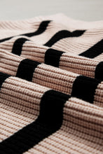 Load image into Gallery viewer, Khaki Stripe Zipped Collar Short Sleeve Sweater
